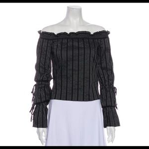 Intermix Striped Off-Shoulder Top